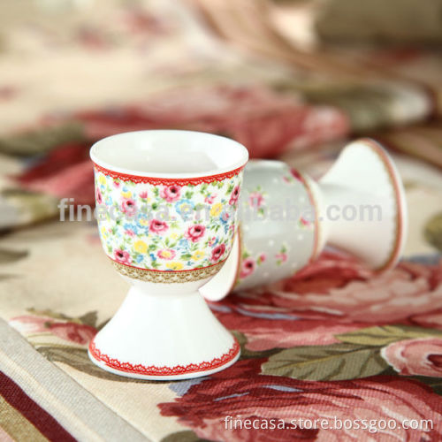 Elegant Rose Pattern Ceramic Egg Holder set